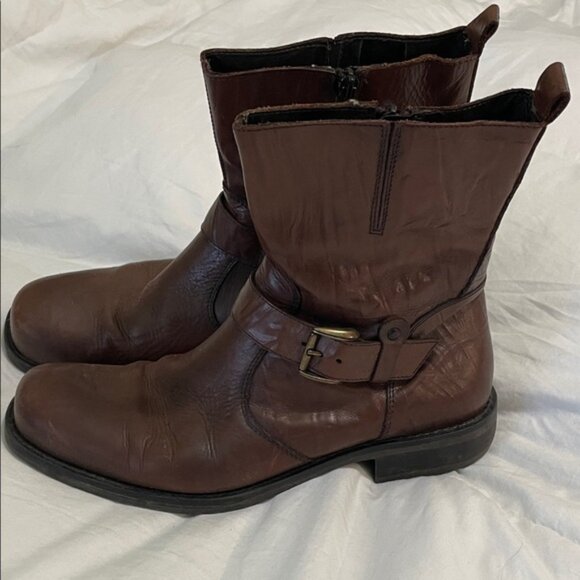 Aldo Made in Hungary Brown Leather Square Toe Ankle Boots Size 43 - Picture 1 of 10